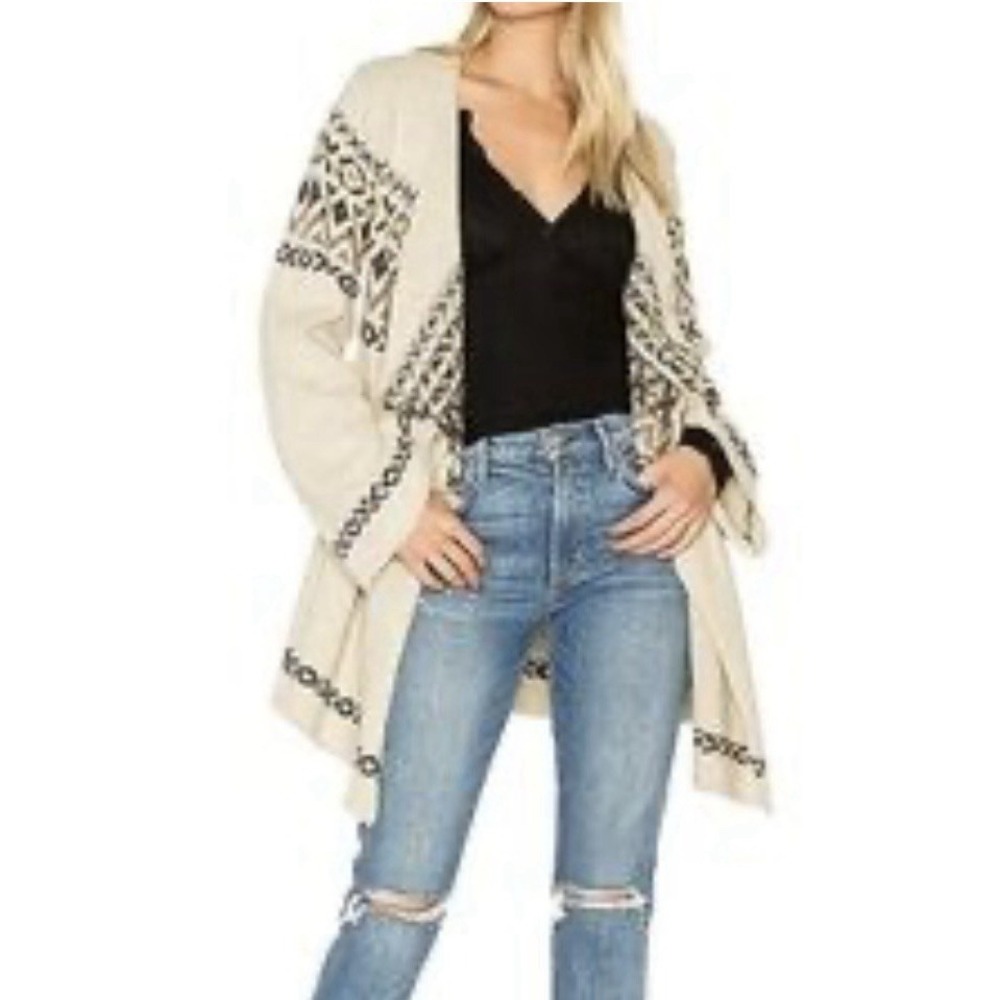 New Chaser Cardigan Sweater Women's Medium Aztec‎ Cowgirl Pockets Open Front